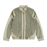 Men Denim Jacket Stitching Washed and Worn Denim Jacket Coat Men's Autumn and Winter Loose Denim Jacket