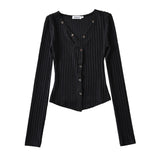 Women T-Shirt Knitted Bottoming Shirt Women's Summer Slim Fit Long-Sleeved T-shirt