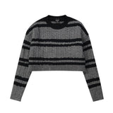 Women Sweater Striped Short Style Knitwear Girls' Spring and Autumn Long Sleeve