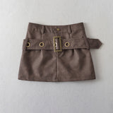 Women Skirt Tooling Style Skirt Short Leather Skirt