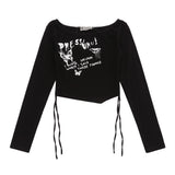 Women Long Sleeve T-shirt Short-Sleeved T-shirt Butterfly Print Girls Spring and Autumn