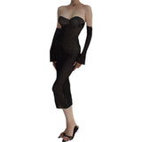 Women's Desses Hip Skirt Elegant Dress with Oversleeves for Women