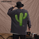 Men Long Sleeve Shirt Cartoon Printed Loose Long Sleeves T-shirt Men's Ins Street
