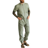 Men Pant Casual Suit Summer Short-Sleeved One-Piece Overalls