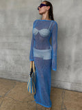 Women Sweater Dress Knitted Polo Long Skirt Sun Protection Dress Women