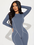 Women Jumpsuit Women's Autumn and Winter round Neck Long Sleeve One-Piece Trousers