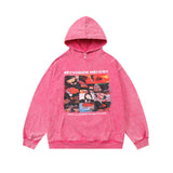 Men Hoodie Printed Sweater Men's Loose Washed-out Distressed Long Sleeve