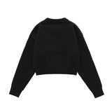 Women Sweater Short Sweater for Girls Loose-Fitting Casual round-Neck Sweater