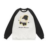 Men Hoodie Printed Crew Neck Sweatshirt Men's Color Matching Long Sleeve Autumn and Winter