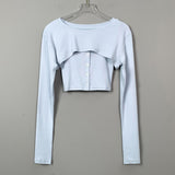 Women Long Sleeve Shirt Short Top Camisole