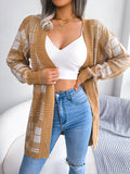 Plaid Trench Coat Ins Style Autumn and Winter Plaid Casual Cardigan Sweater Coat