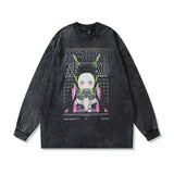 Men Long Sleeve Shirt Vintage Worn Looking Washed-out Long Sleeve T-shirt Men's Fashion Brand
