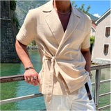 Men Suits Vests Summer Men's Short Sleeve Shirt Coat