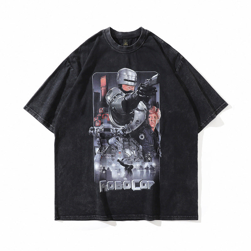 Men's T Shirt Printed Short-Sleeved T-shirt Men's and Women's Retro Loose