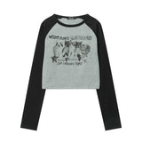 Women Long Sleeve T-Shirt Retro Cat Printing Long Sleeve T-shirt Girls Spring and Autumn Sleeve