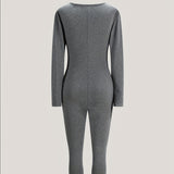 Women Jumpsuit Tight Sports Long Sleeve Zipper Sexy Jumpsuit