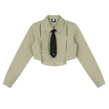 Women Long Sleeve Shirt Women's Short Shirt Spring and Autumn Long Sleeve Shirt