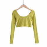 Women T-Shirt Knitwear All-Matching Sexy Short-Sleeved T-shirt Bottoming Shirt