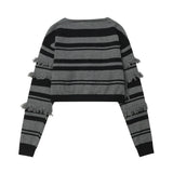 Women Sweater Knitted Cardigan Hanging Color Matching Cropped Sweater Coat