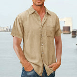 Men Shirt Fashion Loose-Fitting Long Sleeves Lapel Shirt Coat