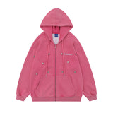 Men Hoodie Star Loose Wash Men's Autumn and Winter Zipper Cardigan Outerwear