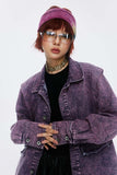 Unisex Jacket Autumn Burrs Padded Shoulder Denim Coat Women's Clothing
