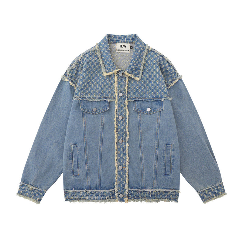 Men Denim Jacket Men's Loose All-Match Wash Denim Clothes Jacket