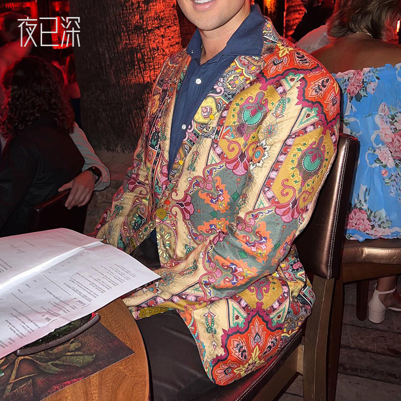 Men's Suits Vests Fashion Printed Suit Men