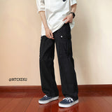 Men Sweatpants Men's Spring and Autumn Loose-Fitting Wide-Leg Trousers Hong Kong Style Casual Pants