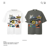 American vintage street T-shirt pure cotton men's and women's summer loose