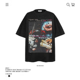 American vintage street T-shirt retro men's loose half sleeve