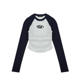 Women Long Sleeve T-Shirt Color Matching Long Sleeve T-shirt for Girls Spring and Autumn Casual