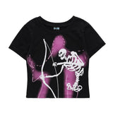 Women T-shirt Printed Short-Sleeved T-shirt Casual Summer round Neck Cotton