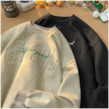 Men Hoodie Suede Sweater Autumn All-Match Steel Seal Loose Casual