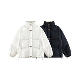 Unisex Jacket Winter Horn Button Simple down Jacket