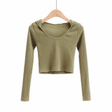 Women T-Shirt Hooded Long Sleeve T-shirt Shorts