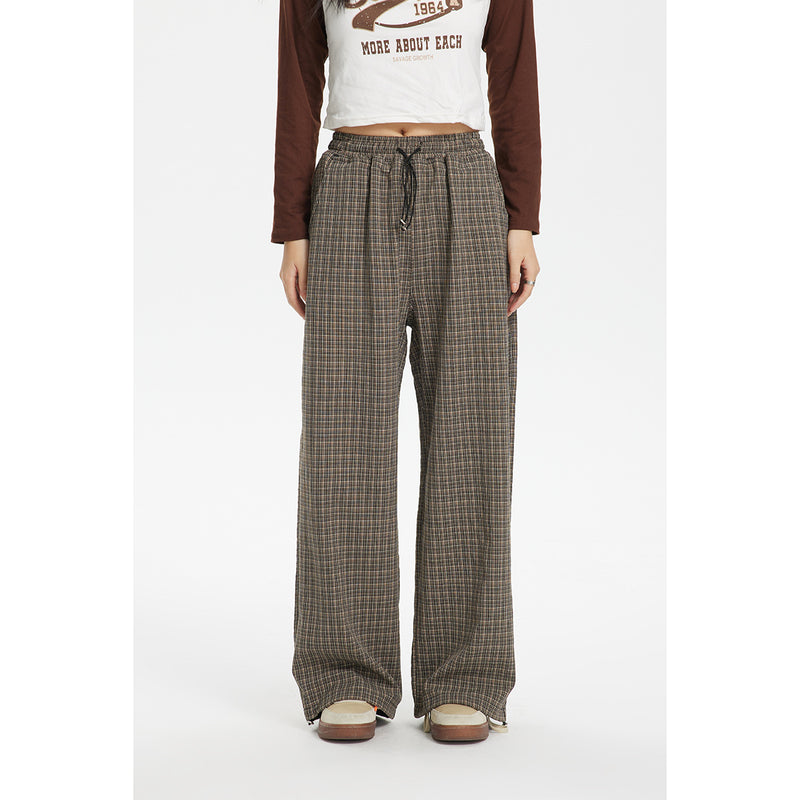 Unisex Sweatpants Vintage Plaid Casual Pants for Men and Women