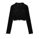 Women Sweater Women's Solid Color Short Long Sleeve Sweater