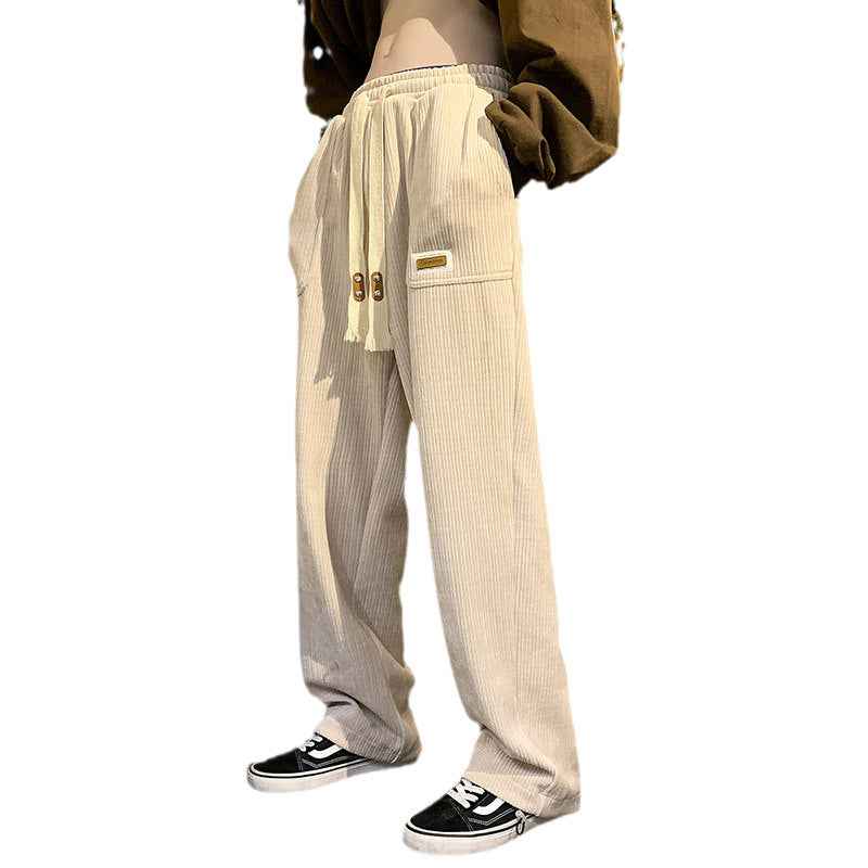 Men Sweatpants Corduroy Pants Men's Spring and Autumn Loose Straight Sweatpants