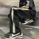 Men Sweatpants Striped Casual Pants Loose Drooping Straight-Leg Pants