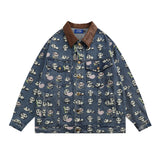 Men Denim Jacket Denim Shirt Coat Men's Contrast Color Lapels Jacket Spring and Autumn