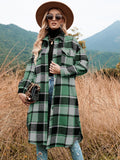Plaid Trench Coat Autumn and Winter Loose Woolen Plaid Coat