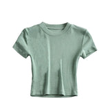 Women Cotton T Shirt Summer round Neck Short Sleeves