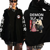 Men Women Anime Zip Hoodie Demon Slayer Graphic Print