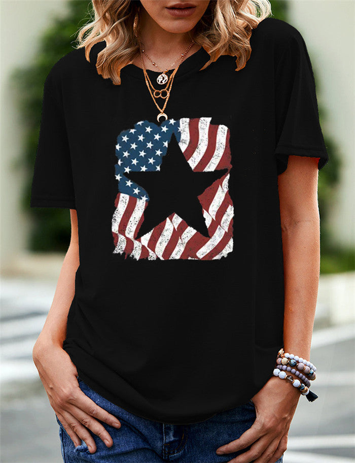 Women's Independence Day T Shirt Pattern Printed Short-Sleeved T-shirt