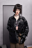 Unisex Jacket Fall Contrast Color Line Leather Coat Women's Clothing