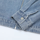 Men Denim Jacket Washed Denim Jacket Men's Spring and Autumn Loose Casual Zipper Cardigan Denim Jacket