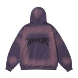 Men Hoodie Inkjet Gradient Printing Hooded Jacket Autumn and Winter Loose Embroidered Letters Zipper Cardigan Sweater