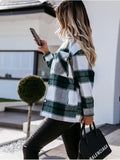 Plaid Trench Coat Autumn and Winter Long Sleeve Plaid Shirt Coat