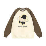 Men Hoodie Printed Crew Neck Sweatshirt Men's Color Matching Long Sleeve Autumn and Winter